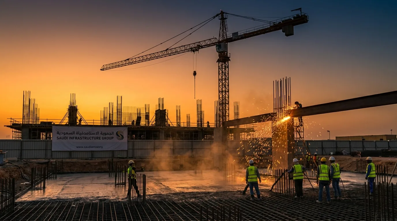 Construction site at dusk